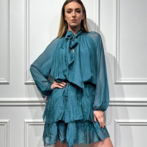 ABITO CON BALZE IN VISCOSA MISTO SETA – DIXIE